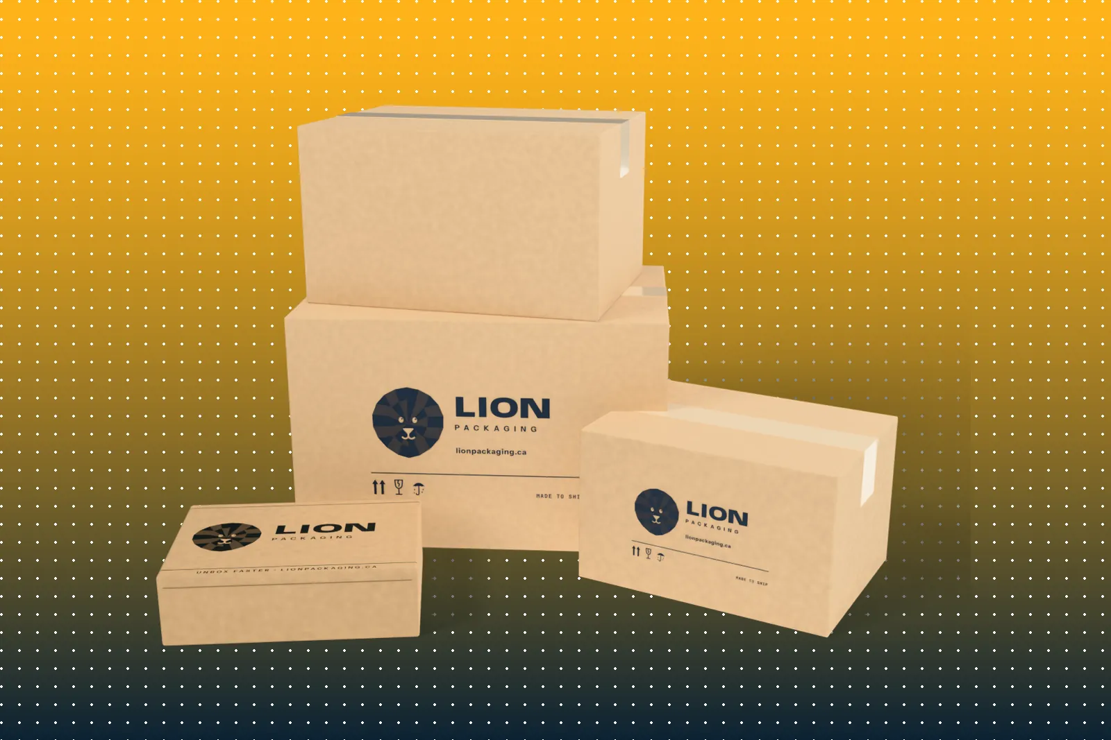 Printed kraft corrugated shipping boxes and a mailer box